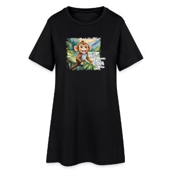 What you have can have many - With monkey picture - Women’s T-Shirt Dress - black - Front