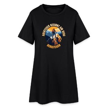 Abenteuer beginnt am Berg - Frauen T-Shirt-Kleid - Schwarz - Vorne