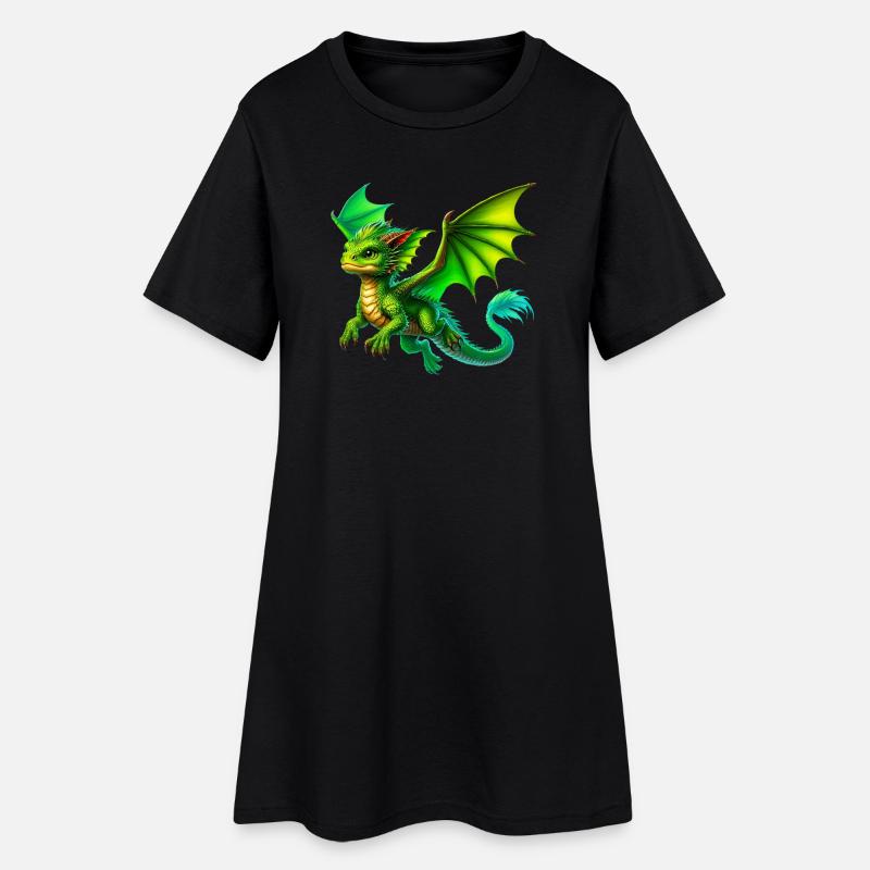 Drache - Frauen T-Shirt-Kleid - Schwarz