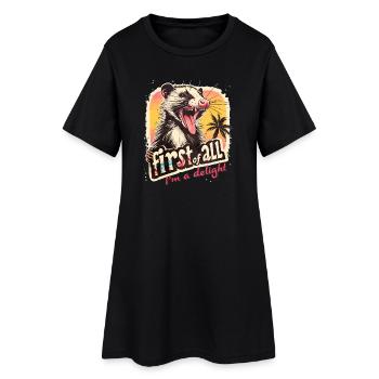 Tout d’abord, je suis un délice Opossum Retro Design - Robe T-shirt Femme - noir - Devant