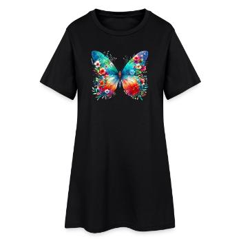 Schmetterling - Frauen T-Shirt-Kleid - Schwarz - Vorne