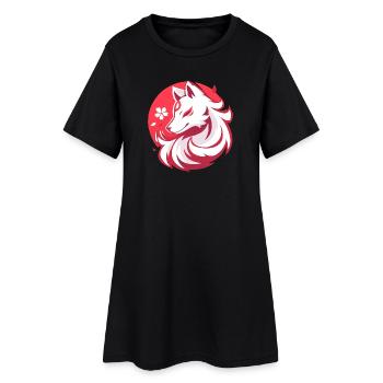 Asian Style White Fox - Women’s T-Shirt Dress - black - Front