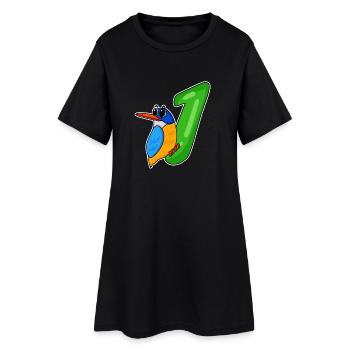 1er anniversaire motif martin-pêcheur - un an - Robe T-shirt Femme - noir - Devant