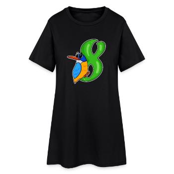 8ème anniversaire motif martin-pêcheur - huit ans - Robe T-shirt Femme - noir - Devant