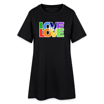 Farbenfrohes Love-Statement - Frauen T-Shirt-Kleid - Schwarz - Vorne