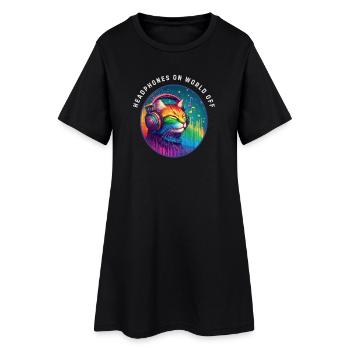 LGBT. Casque sur le monde éteint - Robe T-shirt Femme - noir - Devant