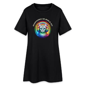 LGBT. Casque sur le monde éteint - Robe T-shirt Femme - noir - Devant