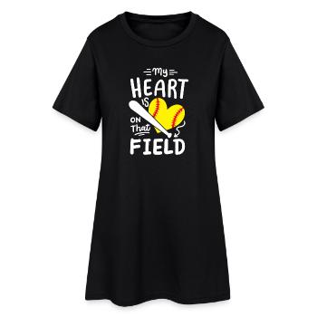 Softball Mama Papa - Frauen T-Shirt-Kleid - Schwarz - Vorne