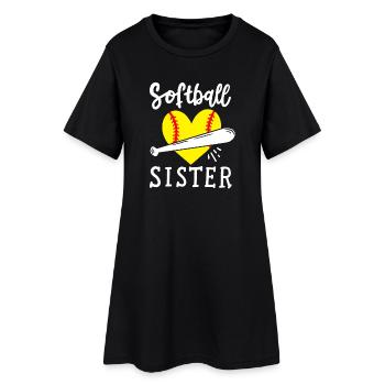 Softball Schwester - Frauen T-Shirt-Kleid - Schwarz - Vorne