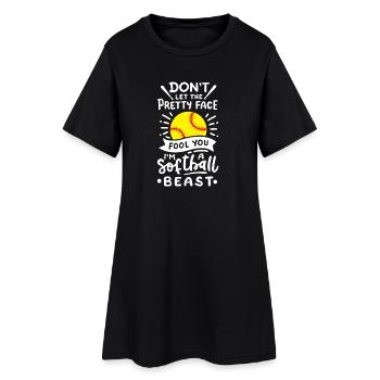 Softball Softball-Spieler - Frauen T-Shirt-Kleid - Schwarz - Vorne