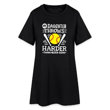 Softball Mama Papa - Frauen T-Shirt-Kleid - Schwarz - Vorne