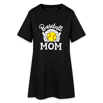 Baseball Mama - Frauen T-Shirt-Kleid - Schwarz - Vorne