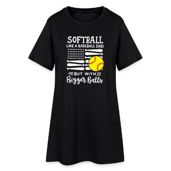Softball Softball Papa - Frauen T-Shirt-Kleid - Schwarz - Vorne