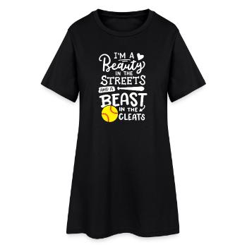 Softball Softball-Spieler - Frauen T-Shirt-Kleid - Schwarz - Vorne