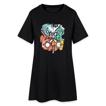 retro v8 musclecar car vintage engine piston logo - Women’s T-Shirt Dress - black - Front
