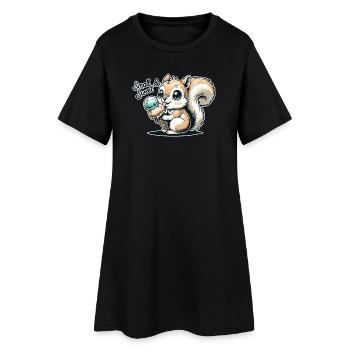 Écureuil de dessin animé mignon avec de la crème glacée - Robe T-shirt Femme - noir - Devant