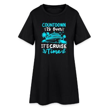 Kreuzfahrt Urlaub Schiffreise - Frauen T-Shirt-Kleid - Schwarz - Vorne