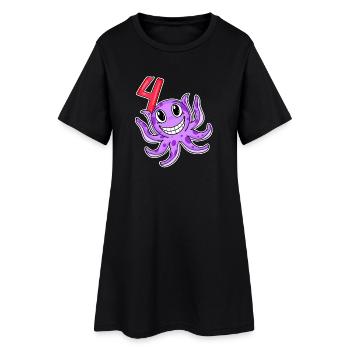 4. Geburtstag Motiv Kraken - vier Jahre alt - Frauen T-Shirt-Kleid - Schwarz - Vorne