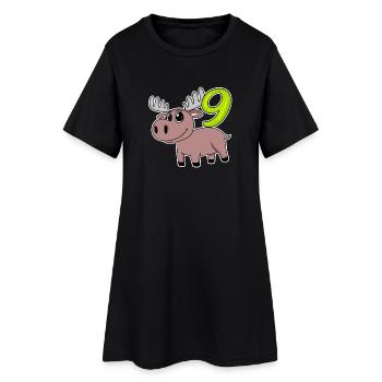 9. Geburtstag Motiv Elch - neun Jahre alt - Frauen T-Shirt-Kleid - Schwarz - Vorne