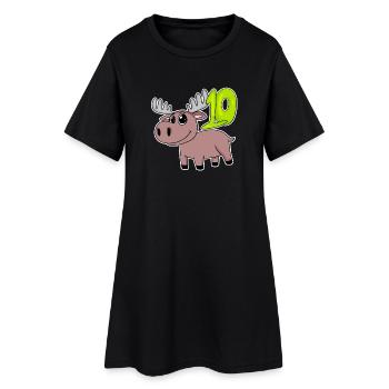2ème anniversaire motif orignal - dix ans - Robe T-shirt Femme - noir - Devant