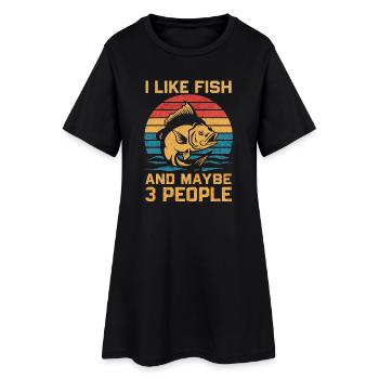 J’aime le poisson et peut-être 3 personnes avec de l’humour de pêcheur - Robe T-shirt Femme - noir - Devant