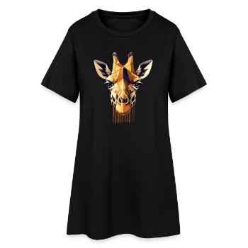 Motif géométrique de polygones de tête de girafe - Robe T-shirt Femme - noir - Devant