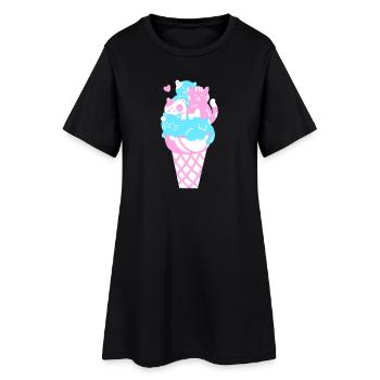 Eis Eiscreme - Frauen T-Shirt-Kleid - Schwarz - Vorne