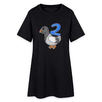 Motif 2ème anniversaire Colombe - Deux ans - Robe T-shirt Femme - noir - Devant