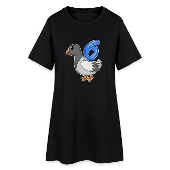 6. Geburtstag Motiv Taube - sechs Jahre alt - Frauen T-Shirt-Kleid - Schwarz - Vorne