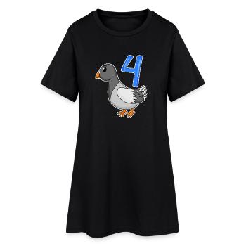 4. Geburtstag Motiv Taube - vier Jahre alt - Frauen T-Shirt-Kleid - Schwarz - Vorne