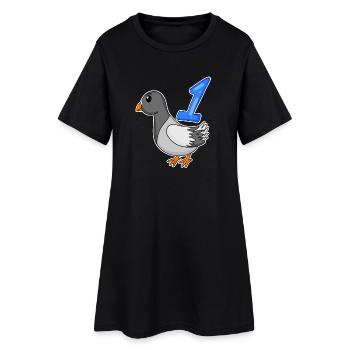 1 an - Inscription à l’école - Motif colombe - Numéro 1 - Robe T-shirt Femme - noir - Devant