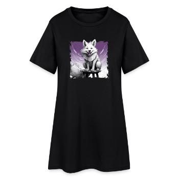 Fox comic, laughing, sitting on stool | Poster - Women’s T-Shirt Dress - black - Front