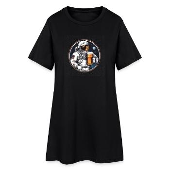 Astronaut mit Bier im All - Frauen T-Shirt-Kleid - Schwarz - Vorne