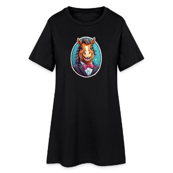 Cheval élégant en costume - Robe T-shirt Femme - noir - Devant