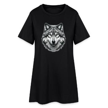 Wolf - Frauen T-Shirt-Kleid - Schwarz - Vorne