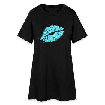 Rouge à lèvres bleu Smooch Kiss Mark Love Statement Tee - Robe T-shirt Femme - noir - Devant