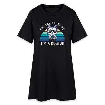 Funny Kawaii Husky Dog Doctor - Women’s T-Shirt Dress - black - Front