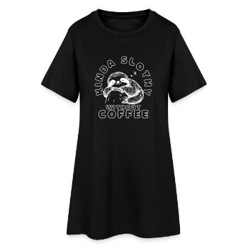 Funny Sleeping Sloth Coffee Quote - Women’s T-Shirt Dress - black - Front