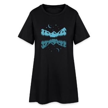 Reflet de la montagne au clair de lune - Robe T-shirt Femme - noir - Devant