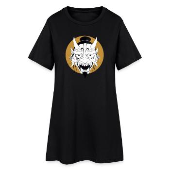 Oni Maske  - Frauen T-Shirt-Kleid - Schwarz - Vorne
