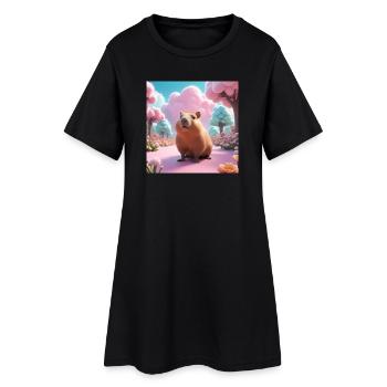 Capybara dans le jardin magique - Robe T-shirt Femme - noir - Devant