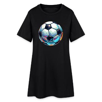 Ballon de football coloré et chatoyant avec des reflets lumineux - Robe T-shirt Femme - noir - Devant
