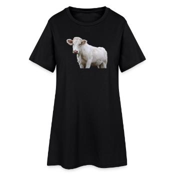 Kuh - Frauen T-Shirt-Kleid - Schwarz - Vorne