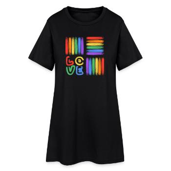 Rainbow Love Brush Art - Women’s T-Shirt Dress - black - Front