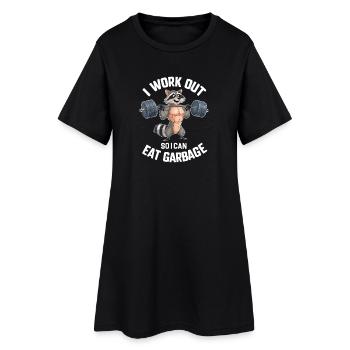 raton laveur haltérophile Je m’entraîne Je mange des ordures - Robe T-shirt Femme - noir - Devant