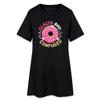 Donuts Donut-Liebhaber - Frauen T-Shirt-Kleid - Schwarz - Vorne