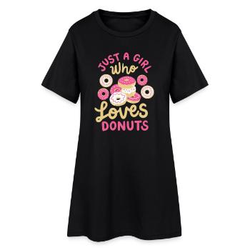 Donuts Donut-Liebhaber - Frauen T-Shirt-Kleid - Schwarz - Vorne