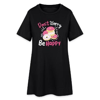 Donut inspirierend - Frauen T-Shirt-Kleid - Schwarz - Vorne