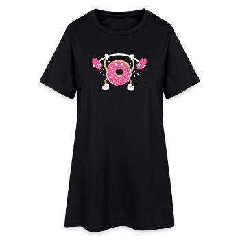 Donut Gewichtheber - Frauen T-Shirt-Kleid - Schwarz - Vorne