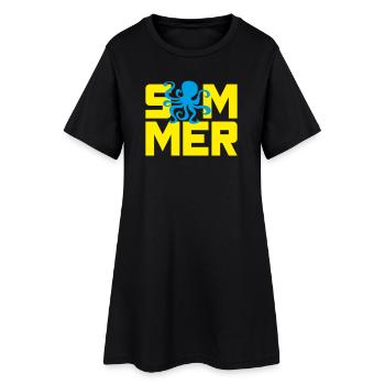 Sommer Oktopus Tischenfisch Urlaub Ferien Meer - Frauen T-Shirt-Kleid - Schwarz - Vorne
